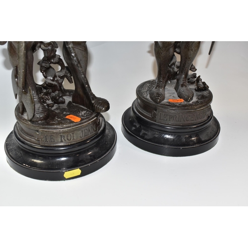 845 - TWO 'AFTER PEIFFER' CAST METAL STATUES comprising The Black Prince 'Le Prince Noir' marked with an i... 