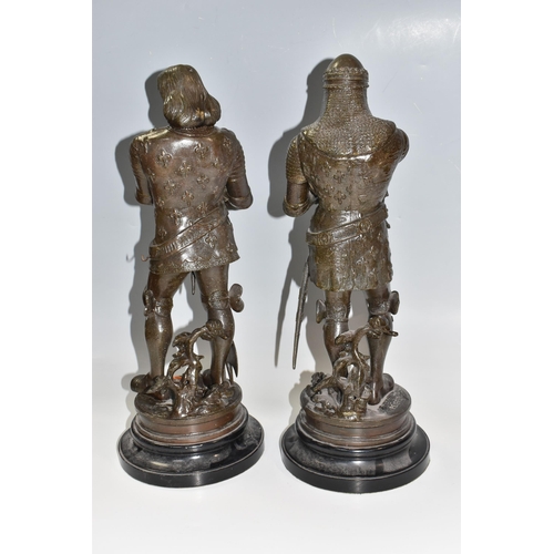 845 - TWO 'AFTER PEIFFER' CAST METAL STATUES comprising The Black Prince 'Le Prince Noir' marked with an i... 