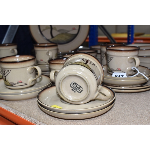 847 - A DENBY 'SAVOY' TEA/DINNER SET comprising six dinner plates, four bowls (one cracked), one milk jug,... 