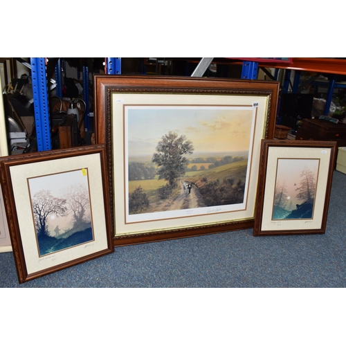 850 - TWO SIGNED GERALD COULSON LANDSCAPE PRINTS, comprising 'Country Life' depicting a farm worker leadin... 