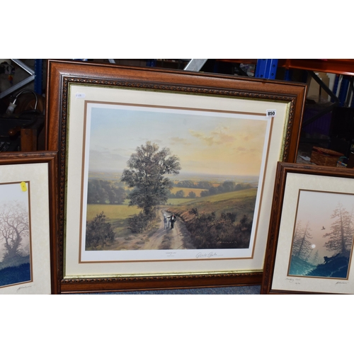 850 - TWO SIGNED GERALD COULSON LANDSCAPE PRINTS, comprising 'Country Life' depicting a farm worker leadin... 