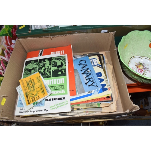 856 - THREE BOXES AND LOOSE DERBY COUNTY FOOTBALL PROGRAMMES AND ASSORTED CERAMICS AND GLASSWARE to includ... 