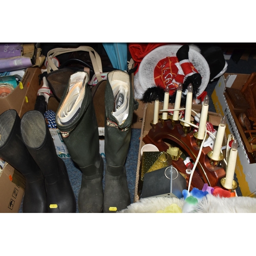 860 - TEN BOXES AND LOOSE MISCELLANEOUS ITEMS to include five pairs of shoes to include manufacturers Laco... 