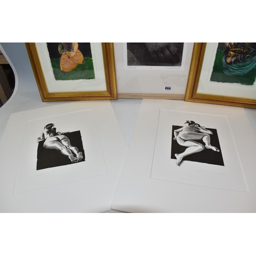 866 - EDWINA N. ELLIS (1946) TWO LIMITED EDITION WOOD ENGRAVINGS, both depicting nude female figures in re... 