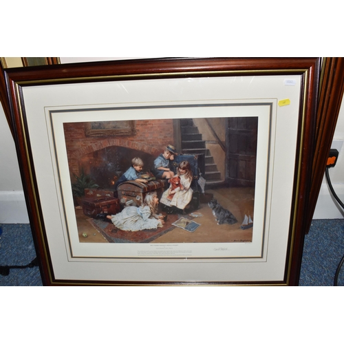 867 - A VINTAGE CHARGER AND SIX FRAMED PRINTS to include four limited edition David Shepherd prints compri... 