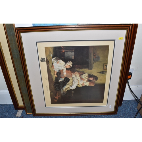 867 - A VINTAGE CHARGER AND SIX FRAMED PRINTS to include four limited edition David Shepherd prints compri... 