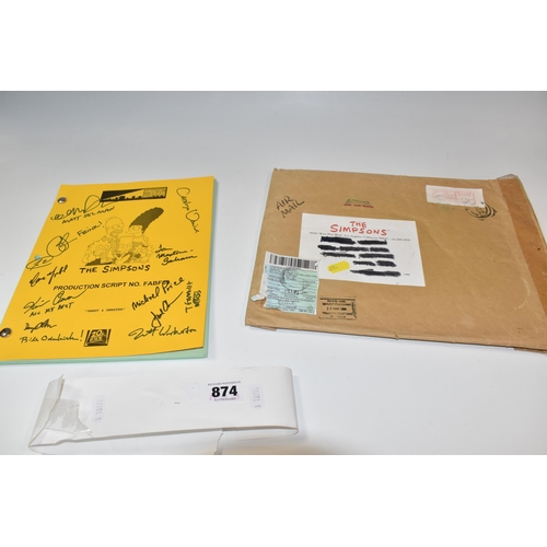 874 - A SIGNED PRODUCTION SCRIPT FOR THE SIMPSONS NO. FABF09 'SMART AND SMARTER' with a signed cover to in... 