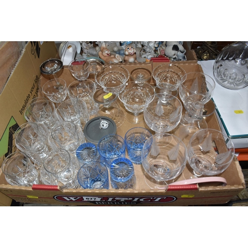 877 - THREE BOXES AND LOOSE CERAMICS, GLASS AND SUNDRIES, to include a boxed Portmeirion oval serving plat... 