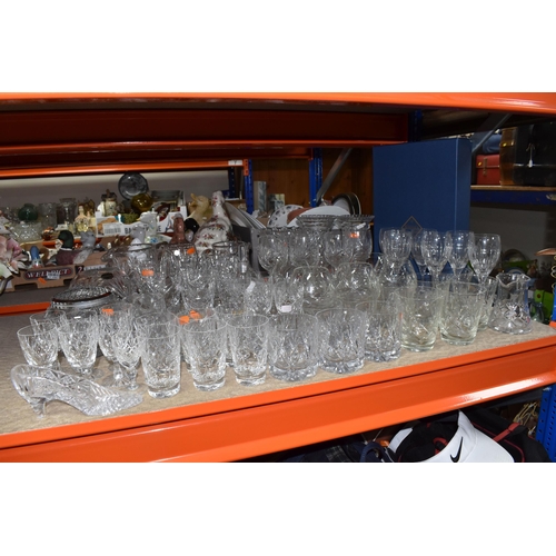 884 - A QUANTITY OF CUT CRYSTAL AND SIMILAR GLASSWARE, over sixty pieces to include nine sets/part sets of... 