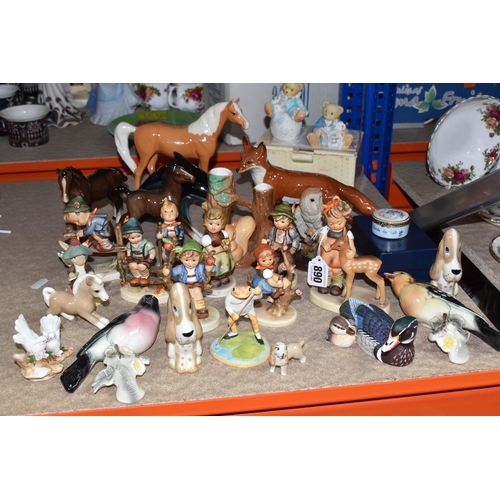 890 - A GROUP OF HUMMEL, BESWICK AND OTHER CERAMIC FIGURES, ETC, to include Hummel figures: Friends 136/1 ... 