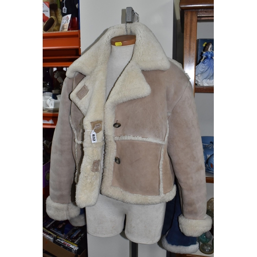 832 - MARY QUANT: A VINTAGE SHEEPSKIN JACKET, a 1970's iconic beige sheepskin jacket, ladies UK size 12, t... 