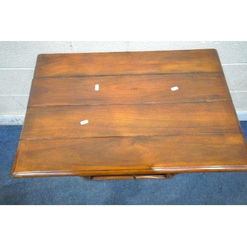 147 - A THEODORE ALEXANDER HARDWOOD SIDE TABLE, fitted with a single frieze drawer, raised on block and tu... 