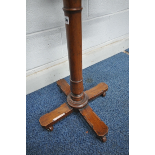 170 - A J CARTER OF LONDON 19TH CENTURY MAHOGANY READING STAND, the tilting surface with a hinged book res... 