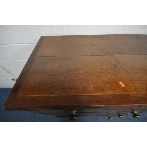 175 - A GEORGIAN OAK CHEST OF TWO SHORT OVER THREE LONG GRADUATED DRAWERS, raised on bracket feet, width 1... 