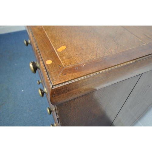 175 - A GEORGIAN OAK CHEST OF TWO SHORT OVER THREE LONG GRADUATED DRAWERS, raised on bracket feet, width 1... 