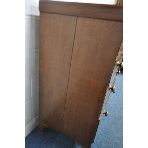 175 - A GEORGIAN OAK CHEST OF TWO SHORT OVER THREE LONG GRADUATED DRAWERS, raised on bracket feet, width 1... 