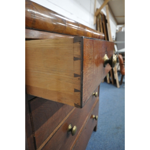 175 - A GEORGIAN OAK CHEST OF TWO SHORT OVER THREE LONG GRADUATED DRAWERS, raised on bracket feet, width 1... 