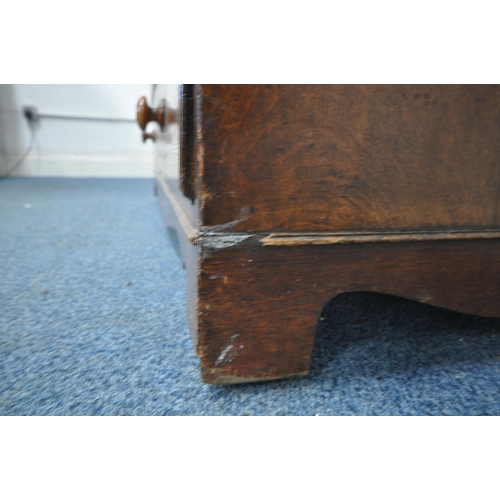 176 - A GEORGIAN OAK CHEST OF TWO SHORT OVER SEVEN GRADUATED DRAWERS, raised on bracket feet, width 123cm ... 