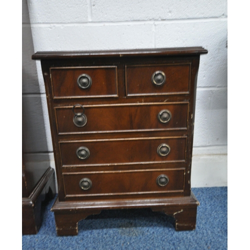 184 - THREE PIECES OF LATE 20TH CENTURY MAHOGANY FURNITURE, to include a chest of two short over three lon... 