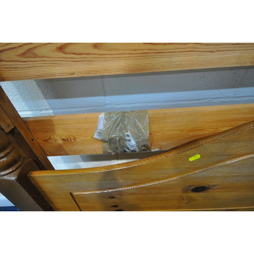 211 - A MODERN PINE 4FT6 BEDSTEAD, with side rails, slats and bolts, condition report: marks, scuffs, disc... 