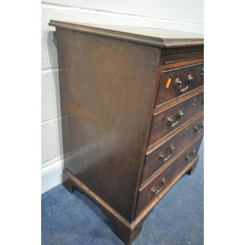 217 - A GEORGIAN MAHOGANY CHEST OF FOUR GRADUATED DRAWERS, with a brushing slide, raised on bracket feet, ... 