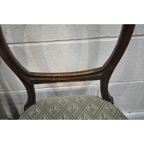 230 - A PAIR OF CHAIRS, with gold patterned upholstery, raised on tapered and fluted front legs, along wit... 