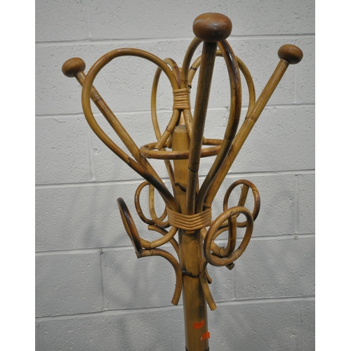 232 - A 1970'S BAMBOO COAT/ HAT STAND, with various shaped arms, height 183cm, condition report: general s... 