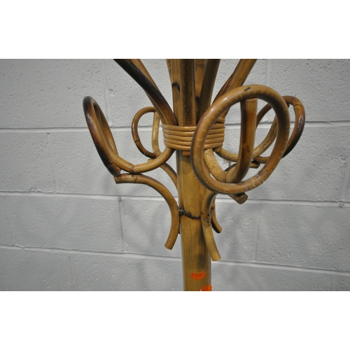 232 - A 1970'S BAMBOO COAT/ HAT STAND, with various shaped arms, height 183cm, condition report: general s... 