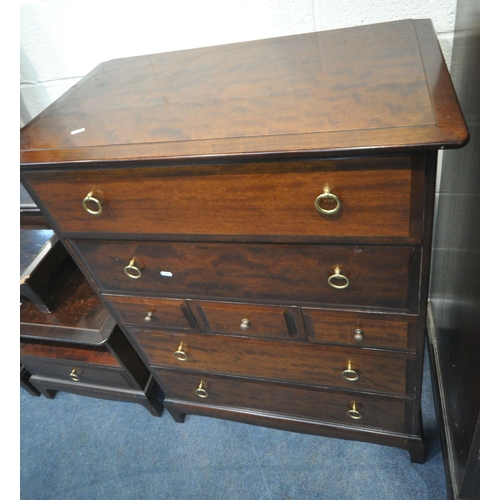 241 - A STAG MINSTREL SIX PIECE BEDROOM SUITE, comprising a double door wardrobe, with a single drawer, wi... 