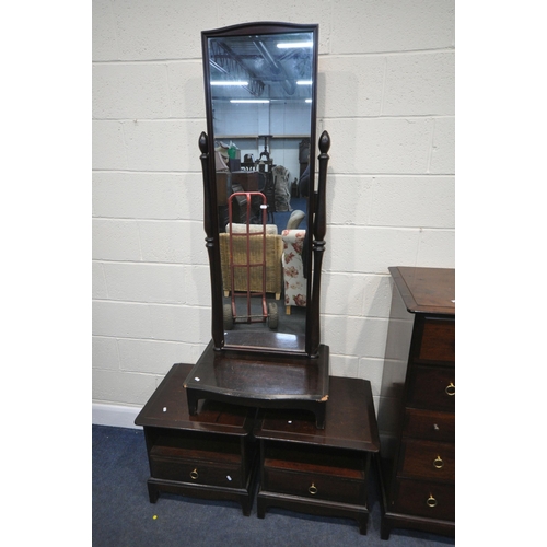 241 - A STAG MINSTREL SIX PIECE BEDROOM SUITE, comprising a double door wardrobe, with a single drawer, wi... 