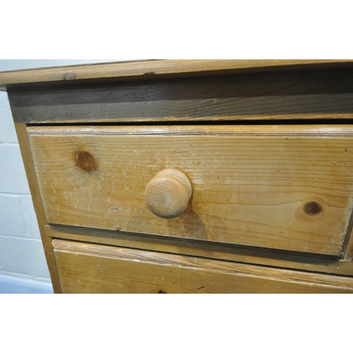 242 - A MODERN PINE CHEST OF TWO SHORT OVER THREE LONG DRAWERS, width 86cm x depth 44cm x height 98cm, con... 