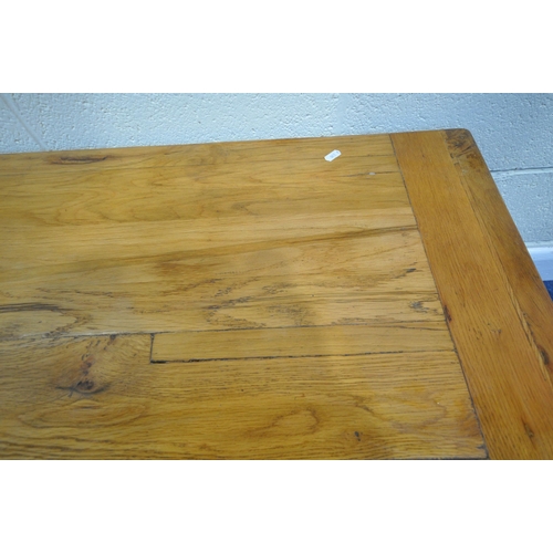 243 - A MODERN SOLID OAK RECTANGULAR COFFEE TABLE, width 121cm x depth 71cm x height 50cm, along with a th... 