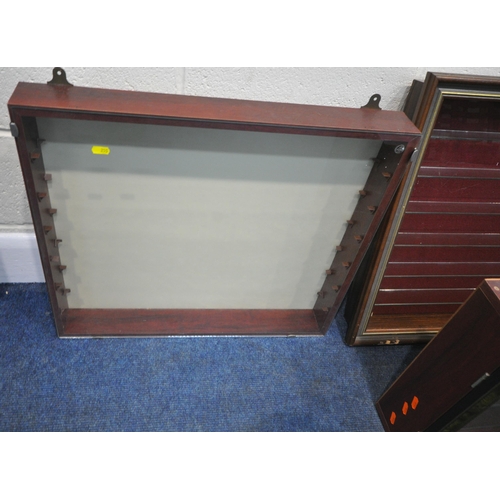 255 - SIX VARIOUS WALL HANGING COLLECTORS DISPLAY CABINETS, some with mirrored backs, condition report: al... 