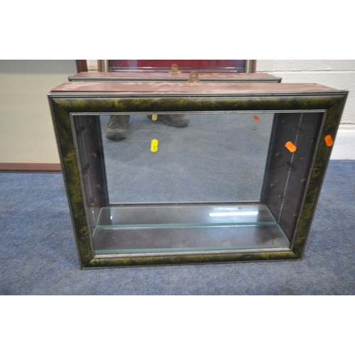 255 - SIX VARIOUS WALL HANGING COLLECTORS DISPLAY CABINETS, some with mirrored backs, condition report: al... 