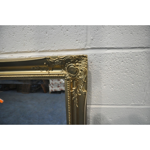 260 - A RECTANGULAR GILT FRAME BEVELLED EDGE WALL MIRROR, 106cm x 75cm, condition report: general signs of... 