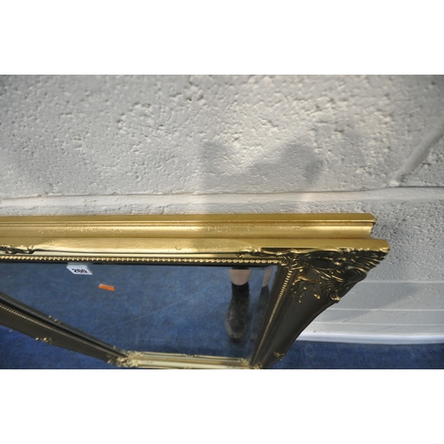 260 - A RECTANGULAR GILT FRAME BEVELLED EDGE WALL MIRROR, 106cm x 75cm, condition report: general signs of... 