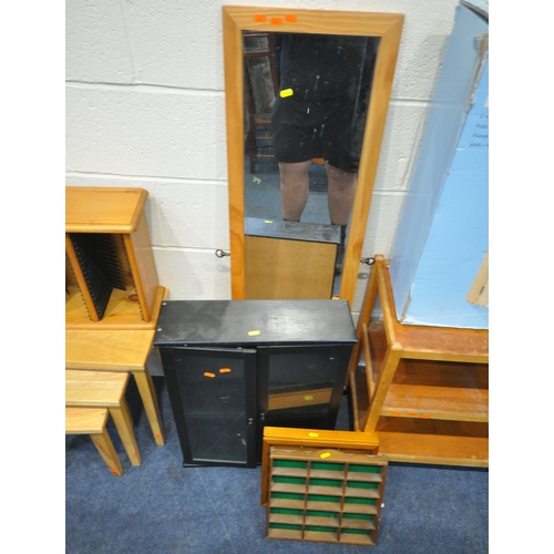 262 - A LARGE SELECTION OF OCCASIONAL FURNITURE, to include a three tier trolley, a three tier shelf, a bo... 