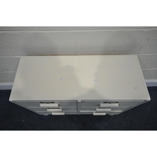 268 - A PAINTED PINE BANK OF SIX INDEX DRAWERS, width 79cm x depth 33cm x height 70cm, condition report: m... 