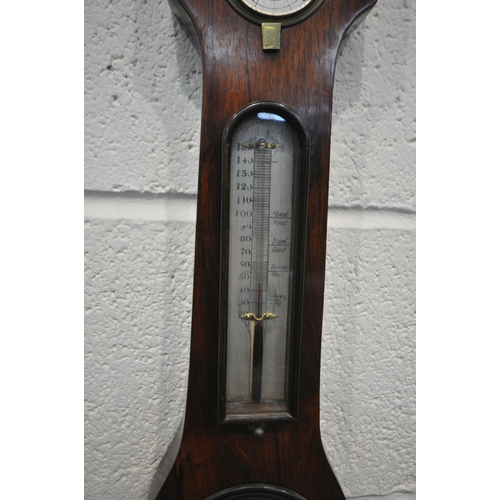 271 - A 19TH CENTURY ROSEWOOD BAROMETER, height 102cm, condition report: losses, general signs of usage, u... 