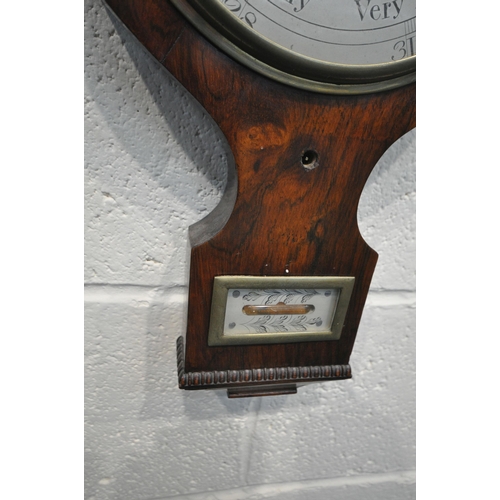 271 - A 19TH CENTURY ROSEWOOD BAROMETER, height 102cm, condition report: losses, general signs of usage, u... 