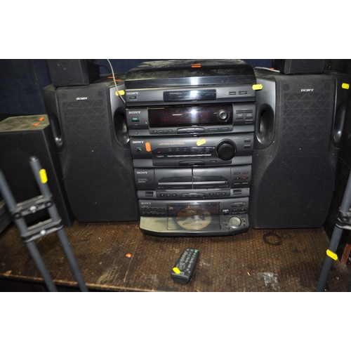 62 - A SONY LBT-N355 HI FI WITH REMOTE, a pair of matching SS-LB355 speakers , a pair of surround speaker... 