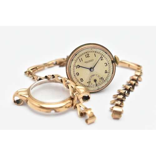 414 - A LADIES 9CT GOLD 'ROTARY' WRISTWATCH, manual wind, round silvered dial signed 'Rotary', Arabic nume... 