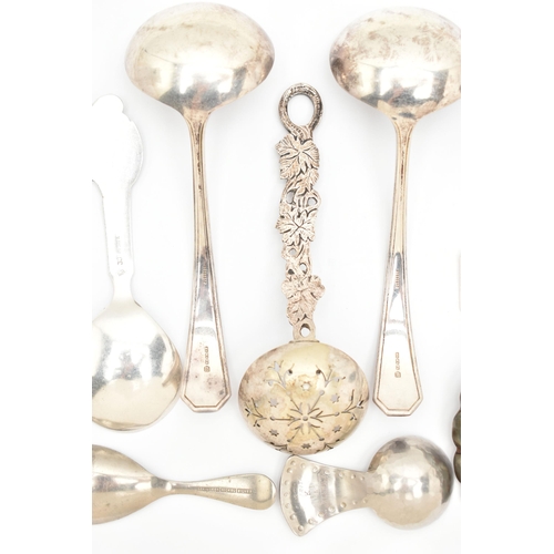 471 - A SELECTION OF WHITE METAL 800, EP/PLATED SPOONS, to include a floral pattern spoon stamped 'Sterlin... 