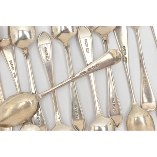 474 - A SELECTION OF SILVER TEASPOONS, to include five old English pattern spoons, with gilt bowls and eng... 