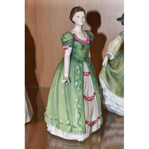 775 - FOUR ROYAL WORCESTER AND ROYAL DOULTON FIGURES, comprising Royal Worcester Anne Boleyn no 2652, heig... 