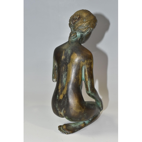 777 - A BRONZED FIGURE OF A KNEELING FEMALE NUDE, unsigned, with Verdigris effect finish, height 20cm (1) ... 