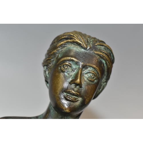 777 - A BRONZED FIGURE OF A KNEELING FEMALE NUDE, unsigned, with Verdigris effect finish, height 20cm (1) ... 