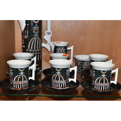 784 - A PORTMEIRION 'MAGIC CITY' PATTERN COFFEE SET, designed by Susan Williams-Ellis comprising a coffee ... 