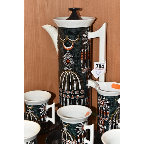 784 - A PORTMEIRION 'MAGIC CITY' PATTERN COFFEE SET, designed by Susan Williams-Ellis comprising a coffee ... 