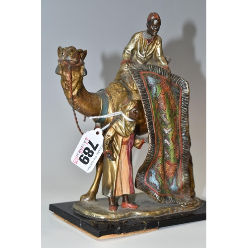 789 - A COLD PAINTED SPELTER TABLE LIGHTER IN THE STYLE OF FRANZ BERGMAN, a novelty cold painted spelter t... 